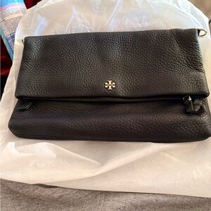 Tory Burch Black Pebbled Leather Clutch
